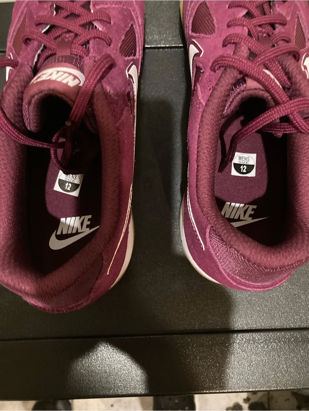 Nike Men’s Burgundy Suede Trainer with White Swoosh